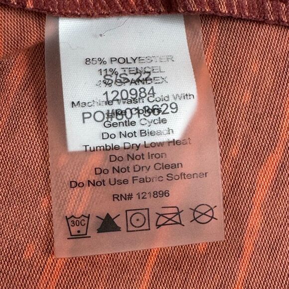 Title Nine Dress Women Extra Small Red Orange Stripe Short Sleeve Stretch Tencel - Picture 10 of 11